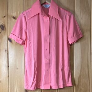 Vintage 70s Sears blouse, coral pink